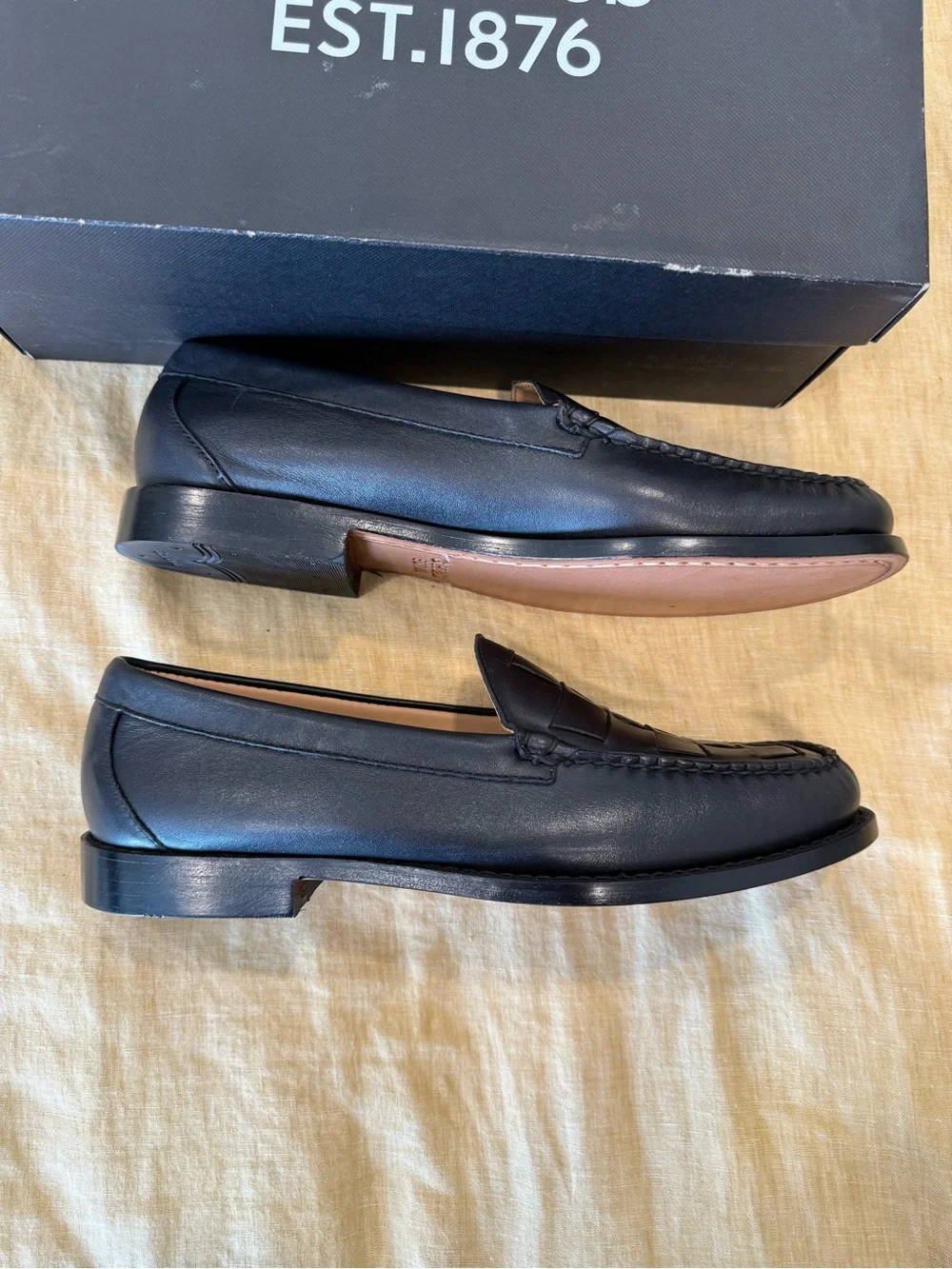 G.H. Bass & Co. Black Woven Leather Slip-On Loafers